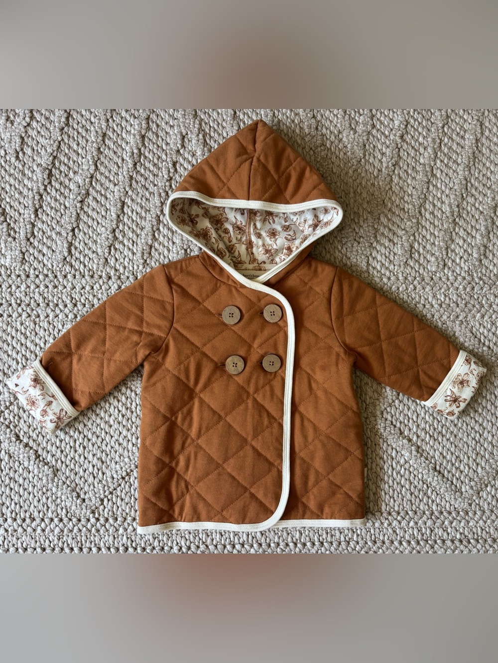 Like New Burts Bees Baby Quilted Hooded Jacket
